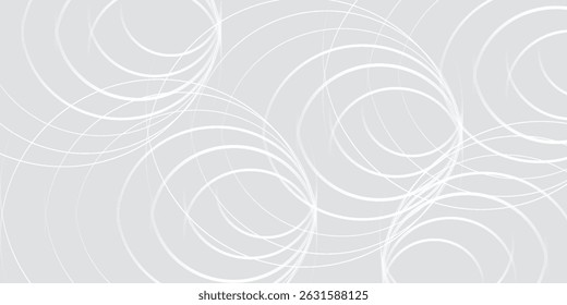 Abstract white glowing geometric lines on gray background. Modern shiny blue circle lines pattern. Futuristic technology concept. Suit for cover, poster,