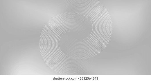 Abstract white glowing geometric lines on gray background. Modern shiny blue circle lines pattern. Futuristic technology concept. Suit for cover