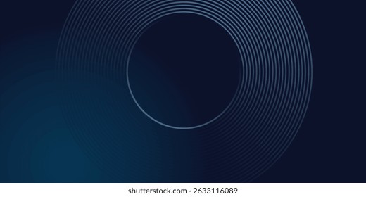 Abstract white glowing geometric lines on gray background. Modern shiny blue circle lines pattern. Futuristic technology concept. Suit for cover, poster,
