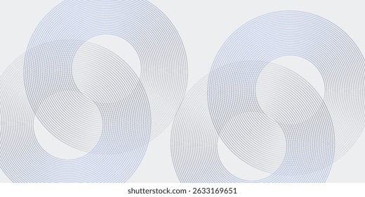 Linhas geométricas brilhantes em branco abstrato sobre fundo cinza. Padrão moderno de linhas de círculo azul brilhante. Conceito de tecnologia futurista. Terno para capa, cartaz, banner, brochura, cabeçalho, vetor de site