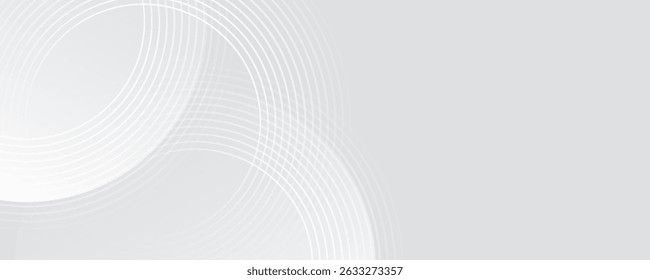 Abstract white glowing geometric lines on gray background. Modern shiny blue circle lines pattern. Futuristic technology concept. Suit for cover 