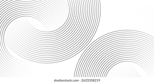 Líneas geométricas brillantes blancas Abstractas sobre fondo gris. Moderno patrón de líneas de círculo azul brillante. Concepto de tecnología futurista. Traje para la cubierta