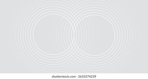 Abstract white glowing geometric lines on gray background. Modern shiny blue circle lines pattern. Futuristic technology concept