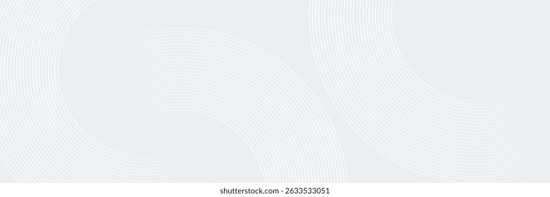 Líneas geométricas brillantes blancas Abstractas sobre fondo gris. Moderno patrón de líneas de círculo azul brillante. Concepto de tecnología futurista. Traje para la cubierta, cartel, Anuncio, folleto, cabecera, Vector del Sitio web