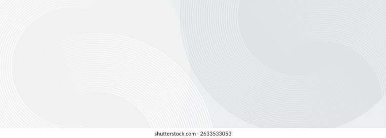 Abstract white glowing geometric lines on gray background. Modern shiny blue circle lines pattern. Futuristic technology concept. Suit for cover, poster, banner, brochure, header, website vector