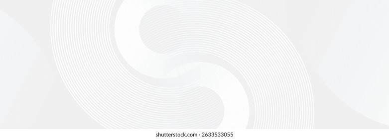 Líneas geométricas brillantes blancas Abstractas sobre fondo gris. Moderno patrón de líneas de círculo azul brillante.