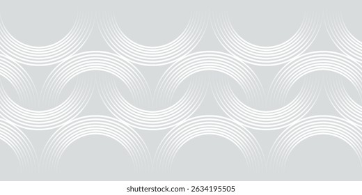 Abstract white glowing geometric lines on gray background. Modern shiny blue circle lines pattern. Futuristic technology concept for banner and cover. eps. 10