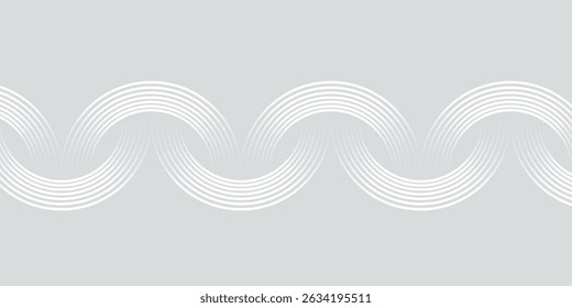 Abstract white glowing geometric lines on gray background. Modern shiny blue circle lines pattern. Futuristic technology concept for banner, cover, and poster
