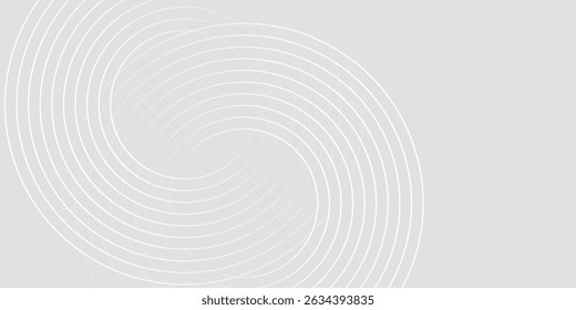 Abstract white glowing geometric lines on gray background. Modern shiny blue circle lines pattern. Futuristic technology concept. Suit for cover, poster,