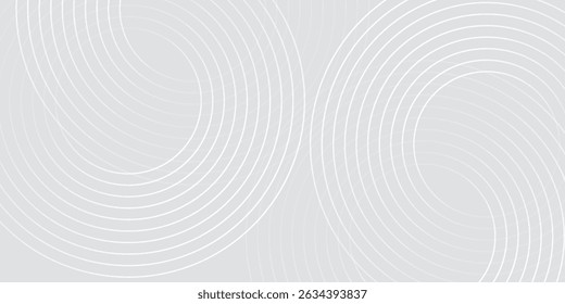Abstract white glowing geometric lines on gray background. Modern shiny blue circle lines pattern. Futuristic technology concept. Suit for cover, poster,
