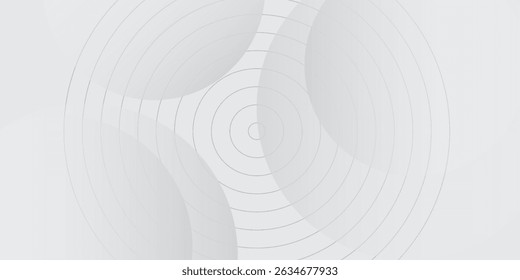 Abstract white glowing geometric lines on gray background. Modern shiny blue circle lines pattern. Futuristic technology concept. Suit for cover, poster, banner, brochure, header, website vector