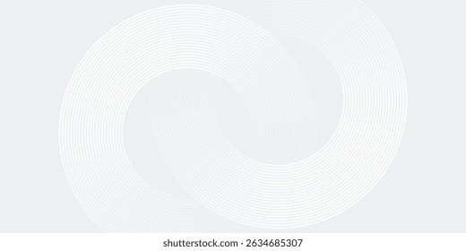 Abstract white glowing geometric lines on gray background. Modern shiny blue circle lines pattern. Futuristic technology  background