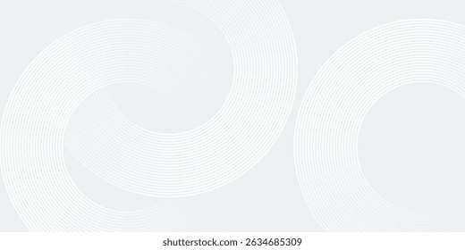 Abstract white glowing geometric lines on gray background. Modern shiny blue circle lines pattern. Futuristic technology  background