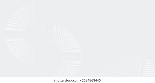 Líneas geométricas brillantes blancas Abstractas sobre fondo gris. Moderno patrón de líneas de círculo azul brillante. Concepto de tecnología futurista. Traje para la cubierta, cartel, Anuncio, folleto, cabecera, Vector del Sitio web