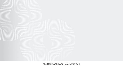 Abstract white glowing geometric lines on gray background. Modern shiny blue circle lines pattern art modern simple