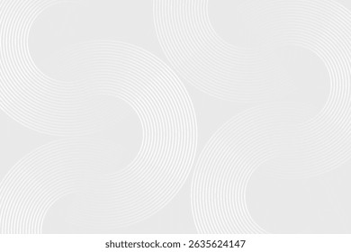 Linhas geométricas brilhantes em branco abstrato sobre fundo cinza. Moderno brilhante azul círculo padrão de linhas. vetor conceito futurista