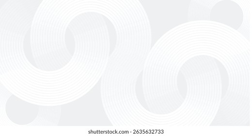 Abstract white glowing geometric lines on gray background. Modern shiny blue circle lines pattern. Futuristic technology modern