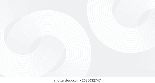 Abstract white glowing geometric lines on gray background. Modern shiny blue circle lines pattern. Futuristic technology modern