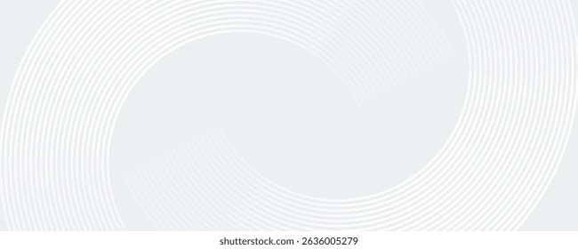 Abstract white glowing geometric lines on gray background. Modern shiny blue circle lines pattern. Futuristic technology concept.