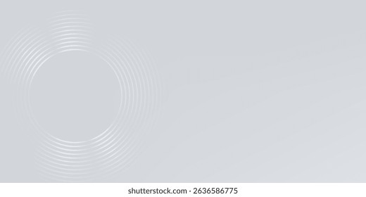 Abstract white glowing geometric lines on gray background. Modern shiny blue circle lines pattern. 