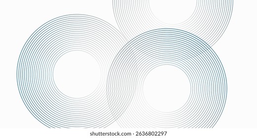 Abstract white glowing geometric lines on gray background. Modern shiny blue circle lines pattern. Futuristic technology concept. Suit for cover
