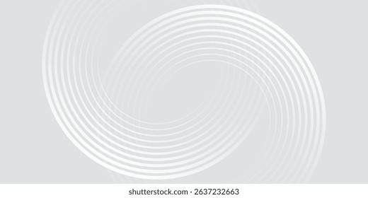 Abstract white glowing geometric lines on gray background. Modern shiny blue circle lines pattern. Futuristic technology concept. Suit for cover, poster, 