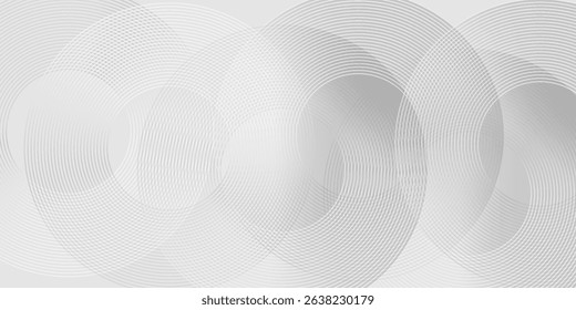 Abstract white glowing geometric lines on gray background. Modern shiny blue circle lines pattern. Futuristic technology concept. Suit for cover, poster, banner, brochure, header, website vector