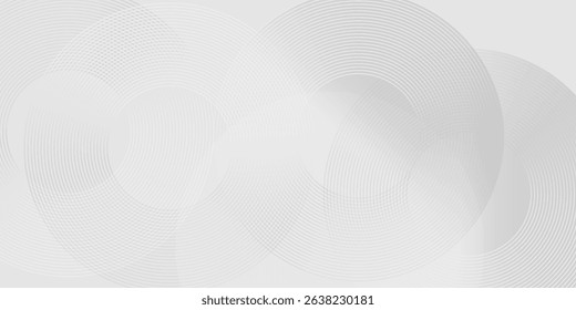 Abstract white glowing geometric lines on gray background. Modern shiny blue circle lines pattern. Futuristic technology concept. Suit for cover, poster, banner, brochure, header, website vector