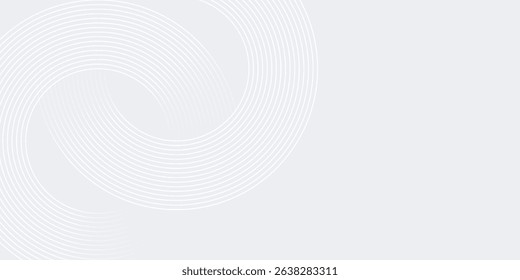 Abstract white glowing geometric lines on gray background. Modern shiny blue circle lines pattern. Futuristic technology concept. Suit for cover, poster, banner, brochure, header, website vector