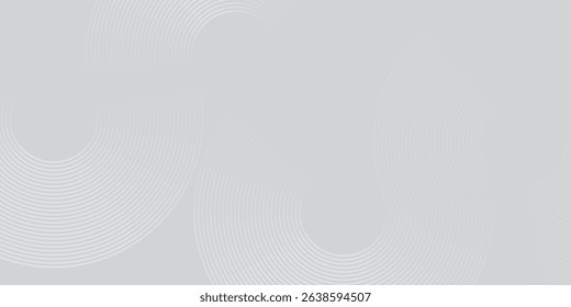 Abstract white glowing geometric lines on gray background. Modern shiny blue circle lines pattern. Futuristic technology concept