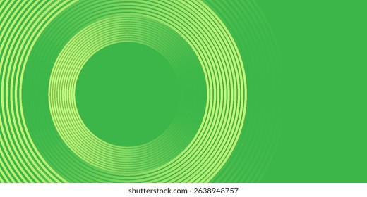 Abstract white glowing geometric lines on green background. Modern shiny yellow circle lines pattern. Futuristic technology concept. Vector illustration