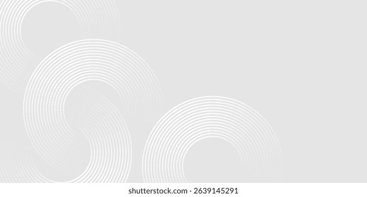 Abstract white glowing geometric lines on gray background. Modern shiny blue circle lines pattern. Futuristic technology concept. eps 10