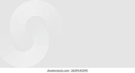 Abstract white glowing geometric lines on gray background. Modern shiny blue circle lines pattern. Futuristic technology concept. eps 10