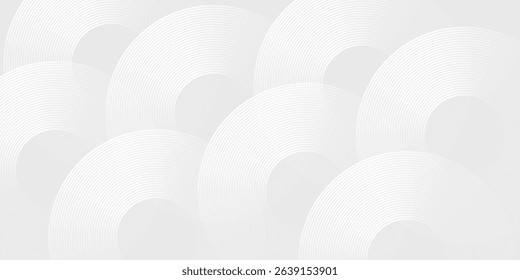 Abstract white glowing geometric lines on gray background. Modern shiny blue circle lines simple abstract modern