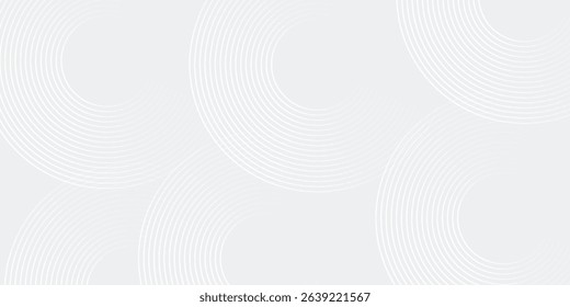 Abstract white glowing geometric lines on gray background. Modern shiny blue circle lines pattern. Futuristic technology concept. Suit for cover, poster, banner, brochure, header, website vector