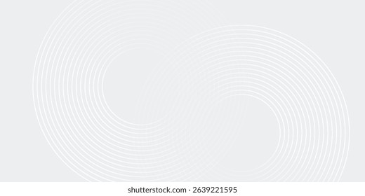 Abstract white glowing geometric lines on gray background. Modern shiny blue circle lines pattern. Futuristic technology concept. Suit for cover, poster, banner, brochure, header, website vector