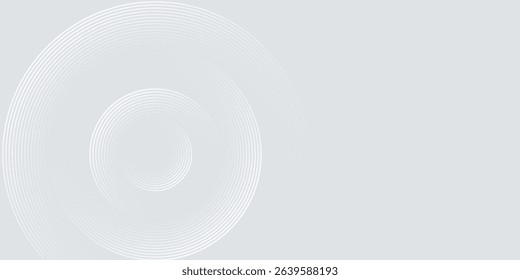 Abstract white glowing geometric lines on gray background. Modern shiny blue circle lines pattern. Futuristic technology concept. Suit for cover, poster, banner, brochure, header, website vector
