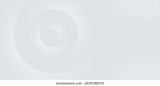 Abstract white glowing geometric lines on gray background. Modern shiny blue circle lines pattern. Futuristic technology concept. Suit for cover, poster, banner, brochure, header, website vector