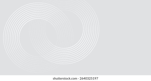 Abstract white glowing geometric lines on gray background. Modern shiny blue circle lines pattern. Futuristic technology concept. Suit for cover, poster,