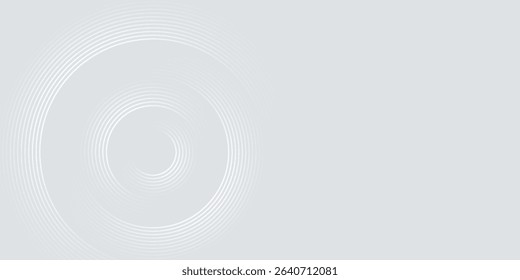 Abstract white glowing geometric lines on gray background. Modern shiny blue circle lines pattern. Futuristic technology concept. Suit for cover, poster,