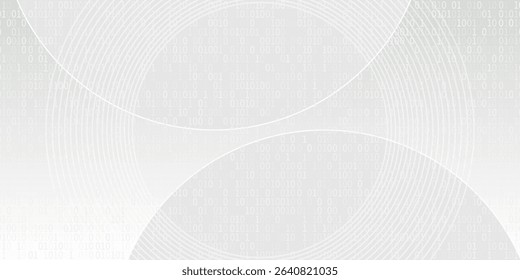 Abstract white glowing geometric lines on gray background. Modern shiny blue circle lines pattern.