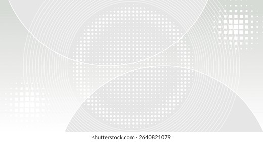 Abstract white glowing geometric lines on gray background. Modern shiny blue circle lines pattern.