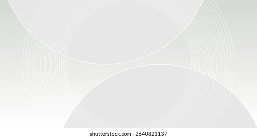 Abstract white glowing geometric lines on gray background. Modern shiny blue circle lines pattern.