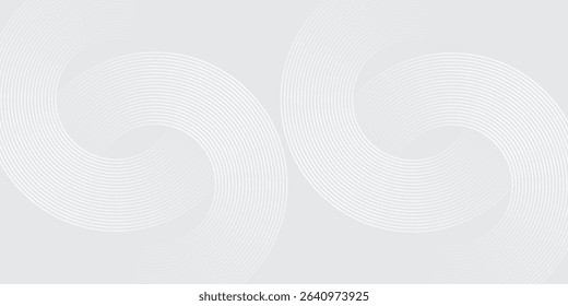 Abstract white glowing geometric lines on gray background. Modern shiny blue circle lines pattern. Futuristic technology concept. Suit for cover, poster, banner, brochure, header, website, vectors