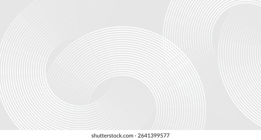 Abstract white glowing geometric lines on gray background. Modern shiny blue circle lines pattern. Futuristic technology concept. Suit for cover, poster modern