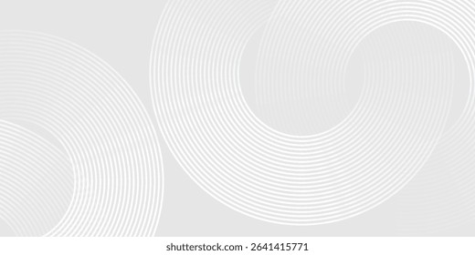Abstract white glowing geometric lines on gray background. Modern shiny blue circle lines pattern. Futuristic technology concept. Suit for cover, poster modern