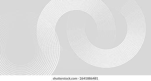 Abstract white glowing geometric lines on gray background. Modern shiny blue circle lines pattern. Futuristic technology modern