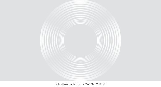 Abstract white glowing geometric lines on gray background. Modern shiny blue circle lines pattern. Futuristic technology concept. Suit for cover, poster,