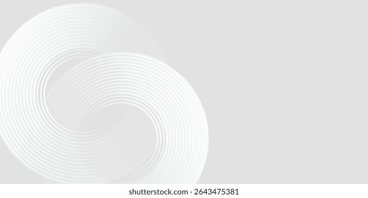 Abstract white glowing geometric lines on gray background. Modern shiny blue circle lines pattern. Futuristic technology concept. Suit for cover, poster,