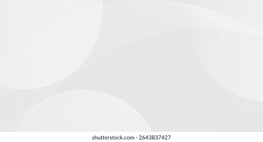 Linhas geométricas brilhantes em branco abstrato sobre fundo cinza. Padrão moderno de linhas de círculo azul brilhante. Arte tecnológica futurista